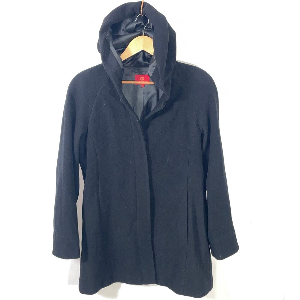 Cole Haan Wool & Cashmere Blend Mid-Length Coat w/Hood - Women's Size 8